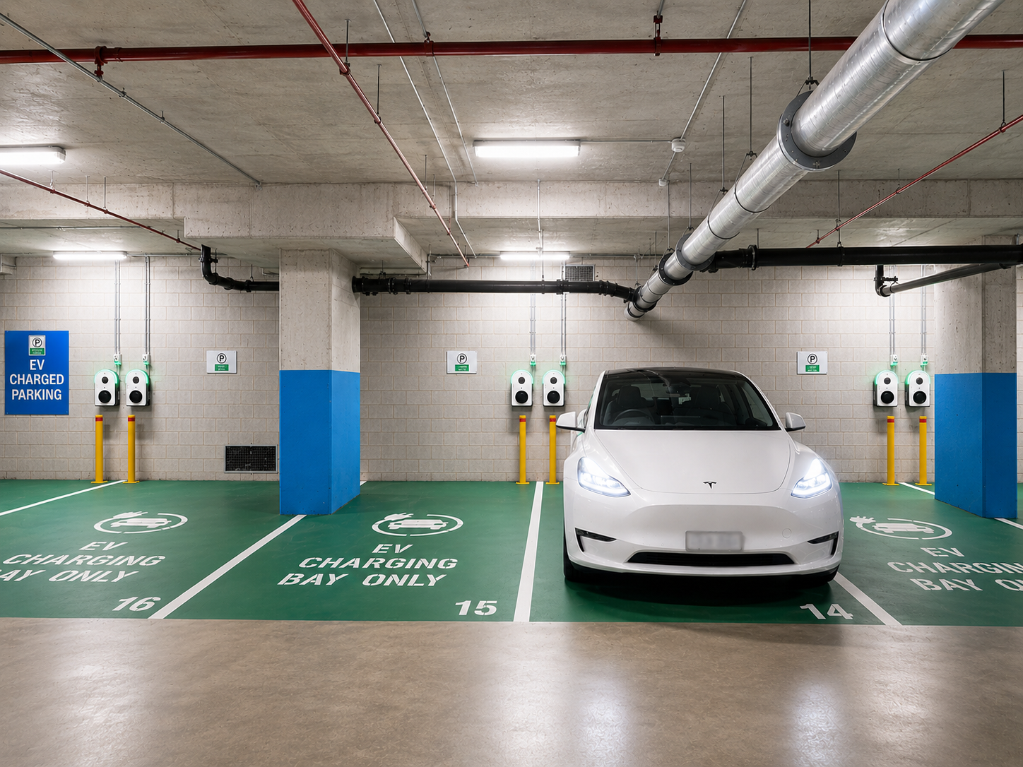 A commercial building with enevi EV charging